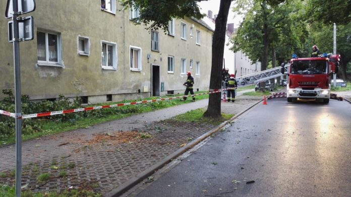 strażacy - spadające tynki
