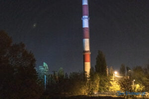 Wyburzenie komina EC I Garbary 15.11.2020 fot.Sławek Wąchała