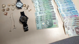 skradziona biżuteria, zegarki i pieniądze fot. policja Poznań