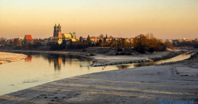 Zima rzeka Warta Cybina Ostrów Tumski Poznań fot. Sławek Wąchała