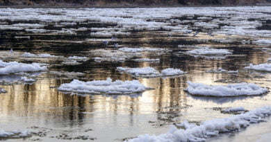 Zima śryż rzeka Warta fot. Sławek Wąchała