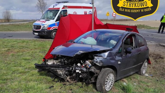 wypadek fot. OSP Strykowo