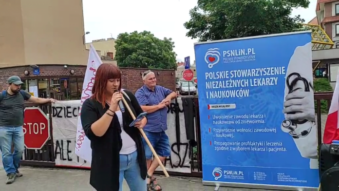 Justyna Socha, protest na Polnej fot. prt scr