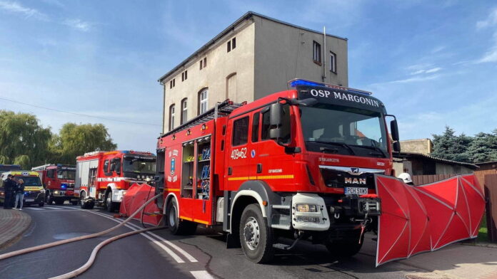 pożar Margonin fot. OSP KSRG Szamocin