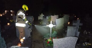 pożar na cmentarzu Junikowo fot. OSP Kwiatowe