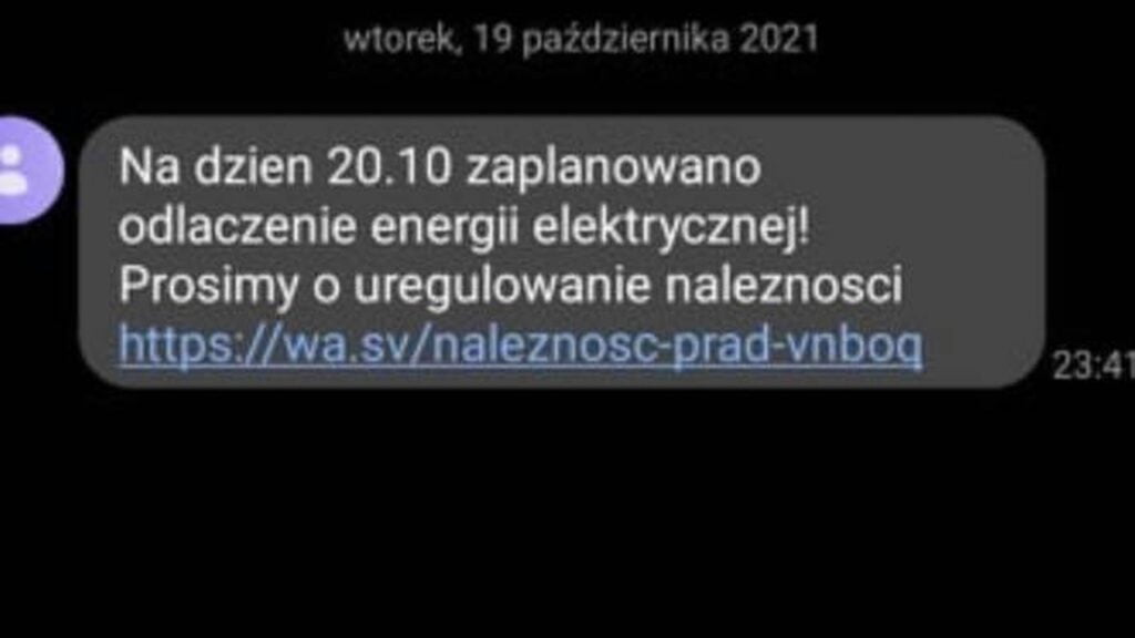 SMS od oszustów fot. policja Gniezno