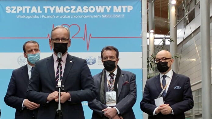 Adam Niedzielski, szpital tymczasowy na MTP fot. K. Adamska