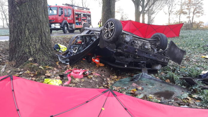 wypadek, Piechanin fot. KP PSP Kościan
