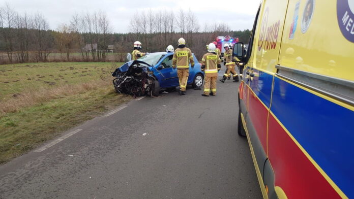 wypadek, Cicha Góra fot. OSP Bukowiec