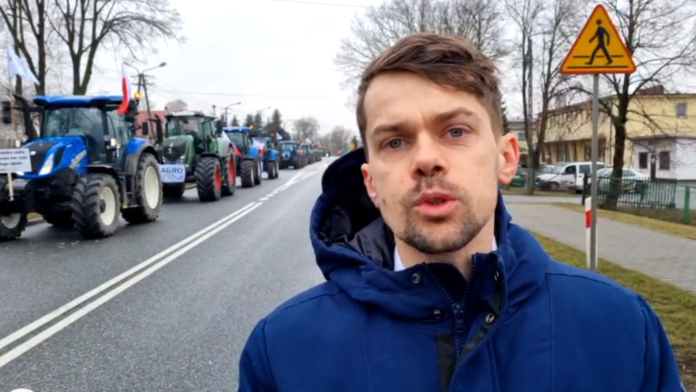 Michał Kołodziejczak, protest fot. AgroUnia3