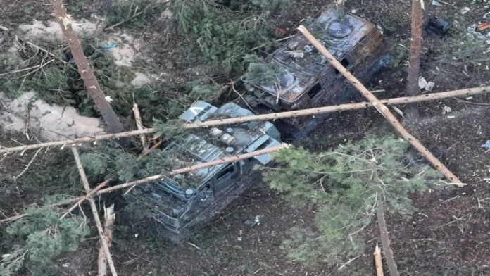 zniszczone stanowisko wojsk rosyjskich: czołgi i pojazdy opancerzone fot. Najwyższa Rada Ukrainy