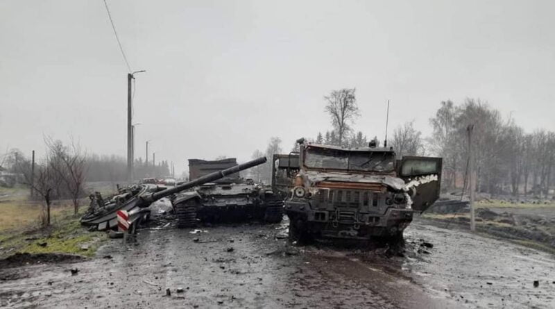 Zniszczony rosyjski sprzęt koło Czernihowa fot. Sztab generalny Sił Zbrojnych Ukrainy