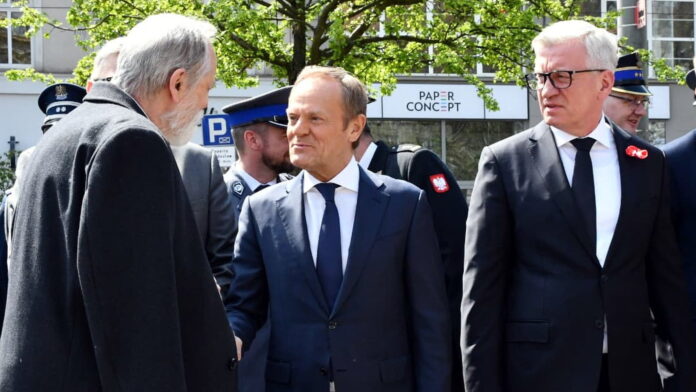 Donald Tusk, Jacek Jaśkowiak, Rafał Grupiński fot. K. Adamska