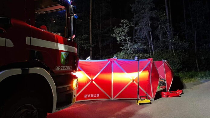 wypadek, motorowerzysta fot. OSP Brzeziny