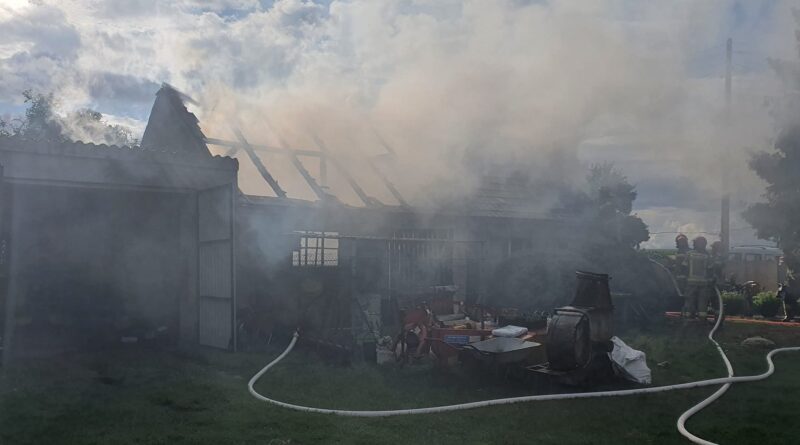 pożar budynku gospodarczego fot. OSP Kiszkowo