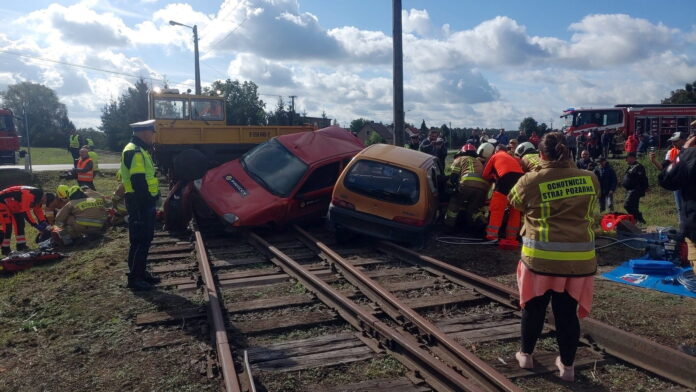 pozorowany wypadek fot. PKP PLK4
