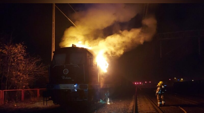 pożar lokomotywy fot. OSP Opalenica