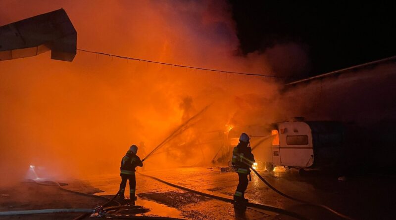 pożar zbiornika z paliwem fot. KP PSP Gostyń