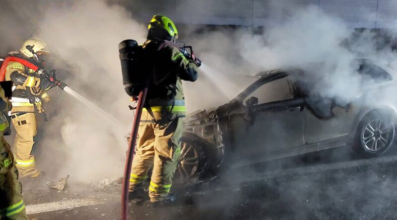 płonący samochód fot. OSP Łubowo