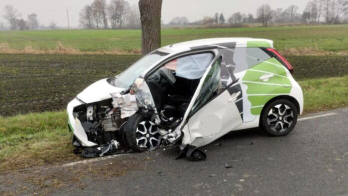 wypadek, Tarnówka Wiesiołowska fot. KP PSP Koło