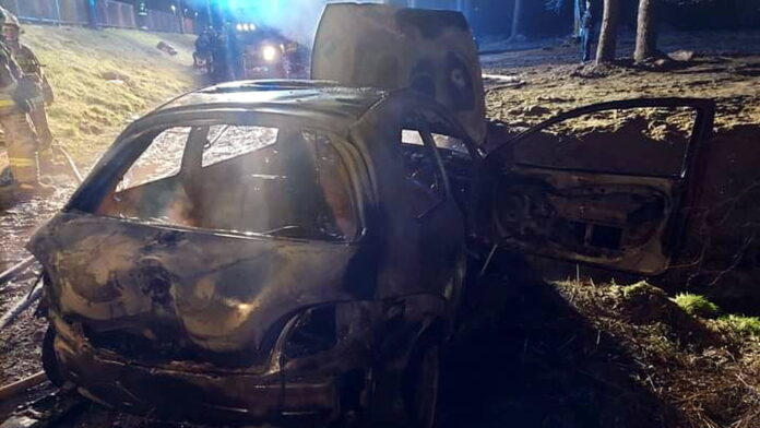 pożar samochodu fot. KM PSP Konin