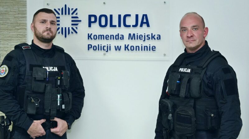 sierż. szt. Norbert Zawisny i st. sierż. Dawid Wawrzyniak fot. KMP Konin